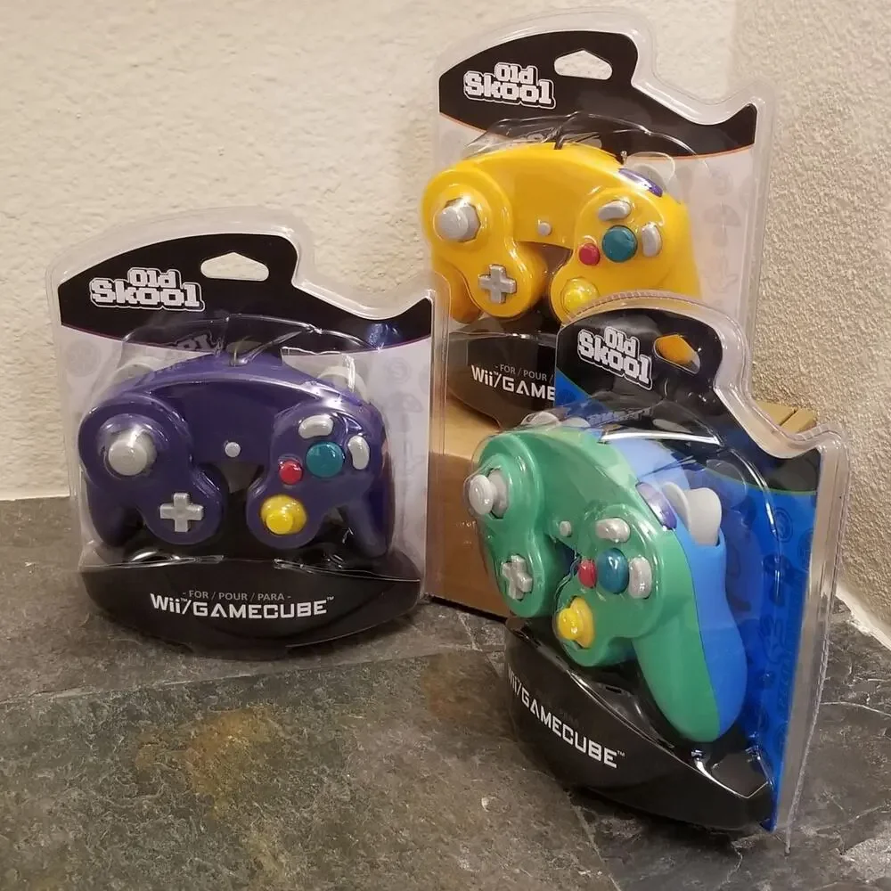 3 Gamecube Controllers - 3 Colors Bundle (NEW) - Purple Green Orange - Nintendo